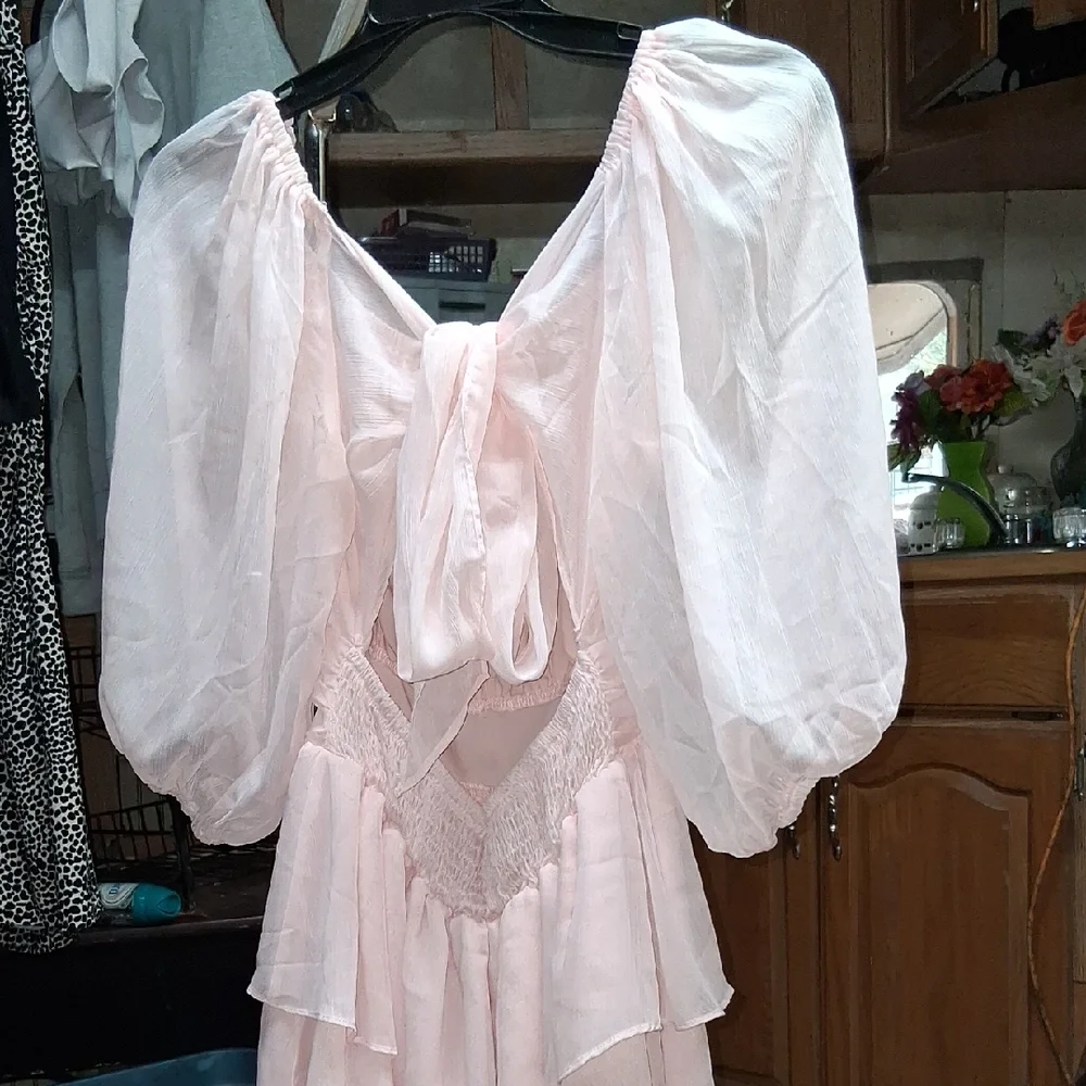 Elegant Pink Ruffled Dress - Picture 3 of 3